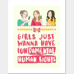 Girls Just Wanna Have Fundamental Human Rights (Dark Pink) - Womens Day 2021 Posters and Art